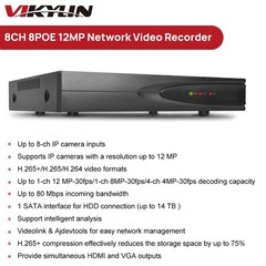 VIKYLIN 8CH 8POE NVR 25×ZOOM 360° IR50M 8MP PTZ Camera Systems Auto Tracking Lot