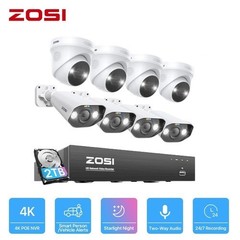 ZOSI 8CH/16CH 5MP/8MP POE IP Security Camera System 4K AI Face Detect NVR Audio