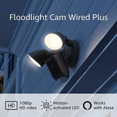 Ring Floodlight Cam Wired Plus with motion-activated 1080p HD video, Black (2021
