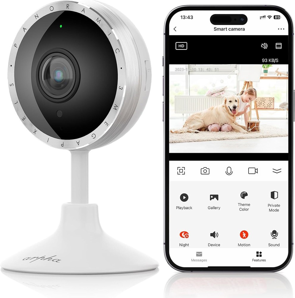 ARPHA 2K Indoor Security Camera WiFi Home Cam Motion Detection Night Vision P160