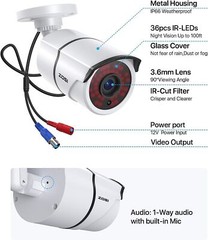 ZOSI 1080P HD Add-On Security Camera CCTV Weatherproof Mic 100ft Night Vision