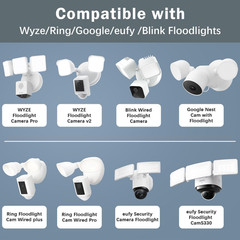 Plug-In Mount for Floodlight Cams with 30Ft/9M Weatherproof Power Cable for Floo