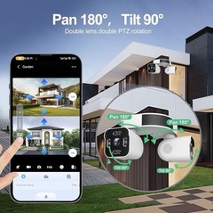 Dual Lens WiFi Security Cameras 2-Pack Pan/Tilt Two-Way Audio MicroSD Slot