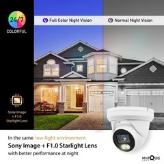 5MP 24/7 Full-Color HD TVI/CVI/AHD/CVI 4 in 1Turret Dome CCTV , Indoor Outdoo…