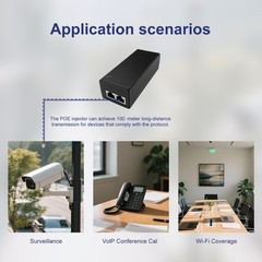 30W Gigabit PoE+ Injector Adapter RJ45 IEEE 802.3af/at POE301000Mbps