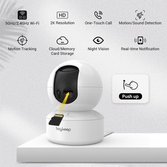 boykeep Wireless 5G WiFi Security Camera 2K Smart Indoor Night Vision Wired Cam