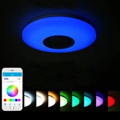 Upgrade 15 inch Dimmable LED Music Ceiling 24W-White, 15 white Bluetooth