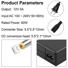 DC 60W Power Supply Adapter 1to8 Split Power Cable for CCTV Security DVR Camera