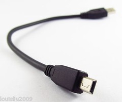 10x Black USB2.0 Type A Male to Mini 5pin Male Convert DATA Cable 1ft Universal