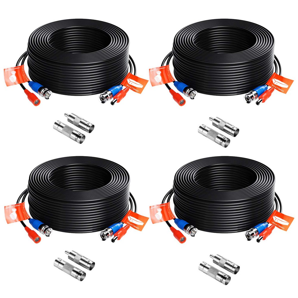 ZOSI 4x60FT BNC Cable RCA Extension Cord for CCTV Security Camera