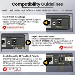 UL Listed 12V 2A 10ft Power Supply Adapter with 8 Tips, 24W 1.5A 1A 0.8A 0.5A…