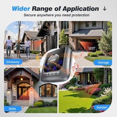Solar Driveway Alarm Wireless Outside 1/2 Mile Long Range, 3 Sensitivity & Weath