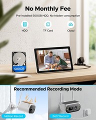 Solar Security Camera System Wireless Outdoor Home 10CH NVR 4 Cams with Monitor