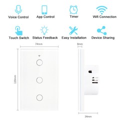 1 Gang 2.4GHz Wi-Fi Smart Wall Touch Switches Remote Control Smart Life/Tuya App