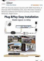 (607)5MP Lite Security Camera System with 500G Hard Drive, 4 Channel AHD TVI DVR