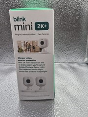 Blink Mini 2K+ Newest Model 2-Camera Kit White Plug-In Indoor Security Camera