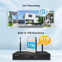 JENNOV Wireless CCTV Security Camera 10CH 5MP NVR WiFi IP System 2-Way Audio