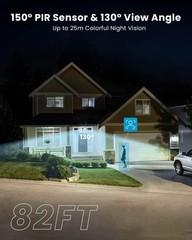 2K Wired Floodlight Camera Outdoor, 2600 Lumens with Night Vision Motion Sensor