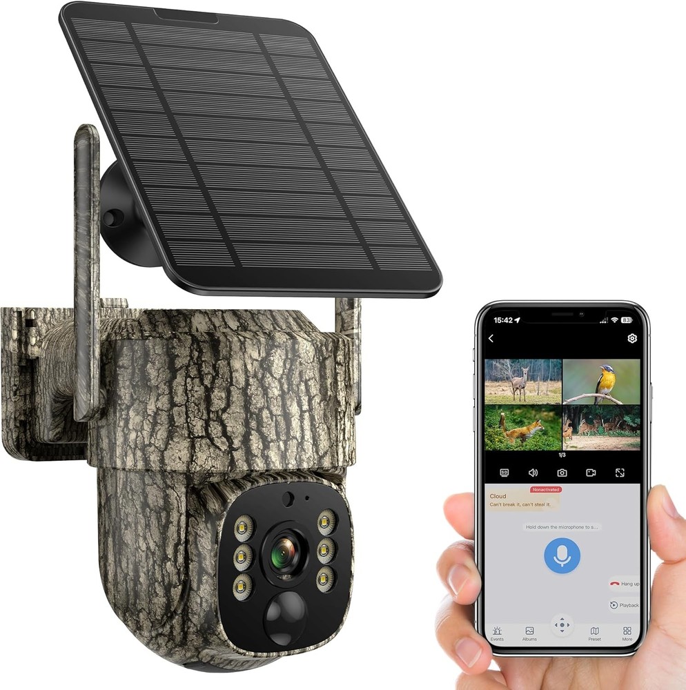 4G LTE 2.5K Cellular Security Camera Solar Smart AI Detection Mobile Remote View