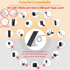 Solar Panel for Ring Spotlight Camera Security Cam Battery Charger Outdoor 13FT