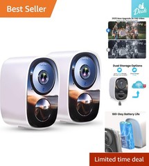 Comprehensive Outdoor Security Solution: 2-Pack 2K Cameras with Motion Alert