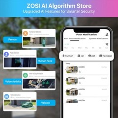 ZOSI 5MP Wireless Security Camera PT WiFi AI Face/Car Detect with Two Way Audio