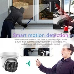 Vikylin 4K 8MP POE IP Camera Dual Lens 180° View 2-Way Audio Full Color Panorami