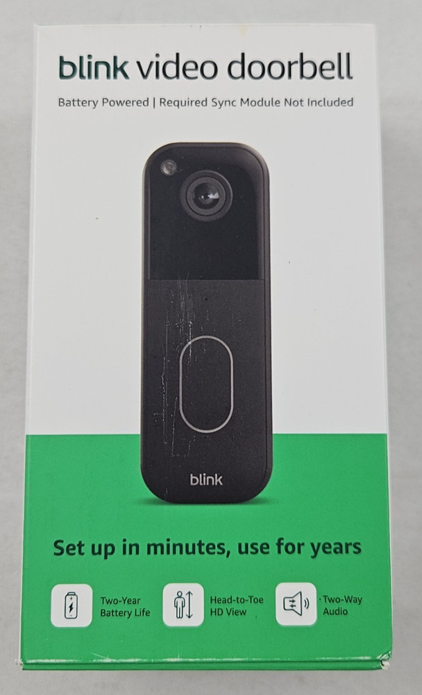 Blink Video Doorbell – Battery Powered, Head-to-Toe HD View, Black