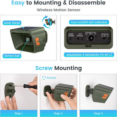 Solar Driveway Alarm Wireless Outdoor 1/2 Mile Range – Customizable Alarm Tones