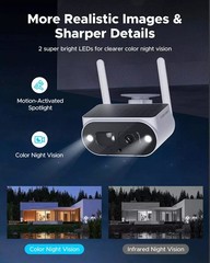 Solar Powered Security Camera System Outdoor Wireless Home with 4MP 10″ Monitor