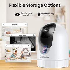 Effortless Home Monitoring: 2K WiFi Indoor Camera with 360° View & Cloud Storage