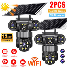 3 Lens 12MP Solar Battery Home Security Camera Outdoor Wifi Wireless PT CCTV USA