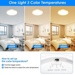 Peasur 12 Inch LED Ceiling Light Gold, 24W Slim Flush Mount 12IN-1 Pack, Gold