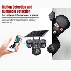 Solar Battery Powered Wireless WiFi Outdoor Pan/Tilt Home Security Camera System