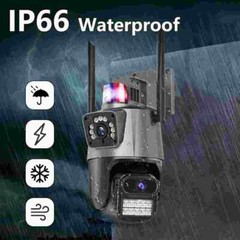 Dual Lens 4K WiFi Security Camera 8X Zoom Outdoor Home Night Vision CCTV PTZ