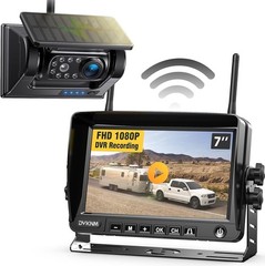 Magnetic Solar Wireless Backup Camera HD1080P 3 Mins DIY Installation DVR 7″ IPS