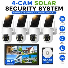 Home Security Camera System 4MP Wireless 10CH Solar Wifi 10” Monitor NVR+500GB