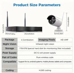 10CH NVR 5MP System, 4×3MP Cameras, 1TB HDD, Night Vision, Motion Detection, App