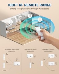 Remote Control Outlet Switch – 5 Outlets, 2 Remotes, 100FT Range, Indoor Use, 15