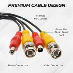 Siamese Cable CCTV Security Camera BNC DC Power/Video Wire Black/White Pack LOT