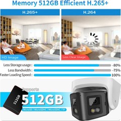 Vikylin 4K 8MP Dual Lens POE IP Camera 180° Panoramic Color Night Vision Metal