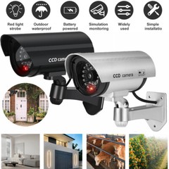 Surveillance Simulation Dummy Camera Flashing LED Light Fake Monitor Waterproof