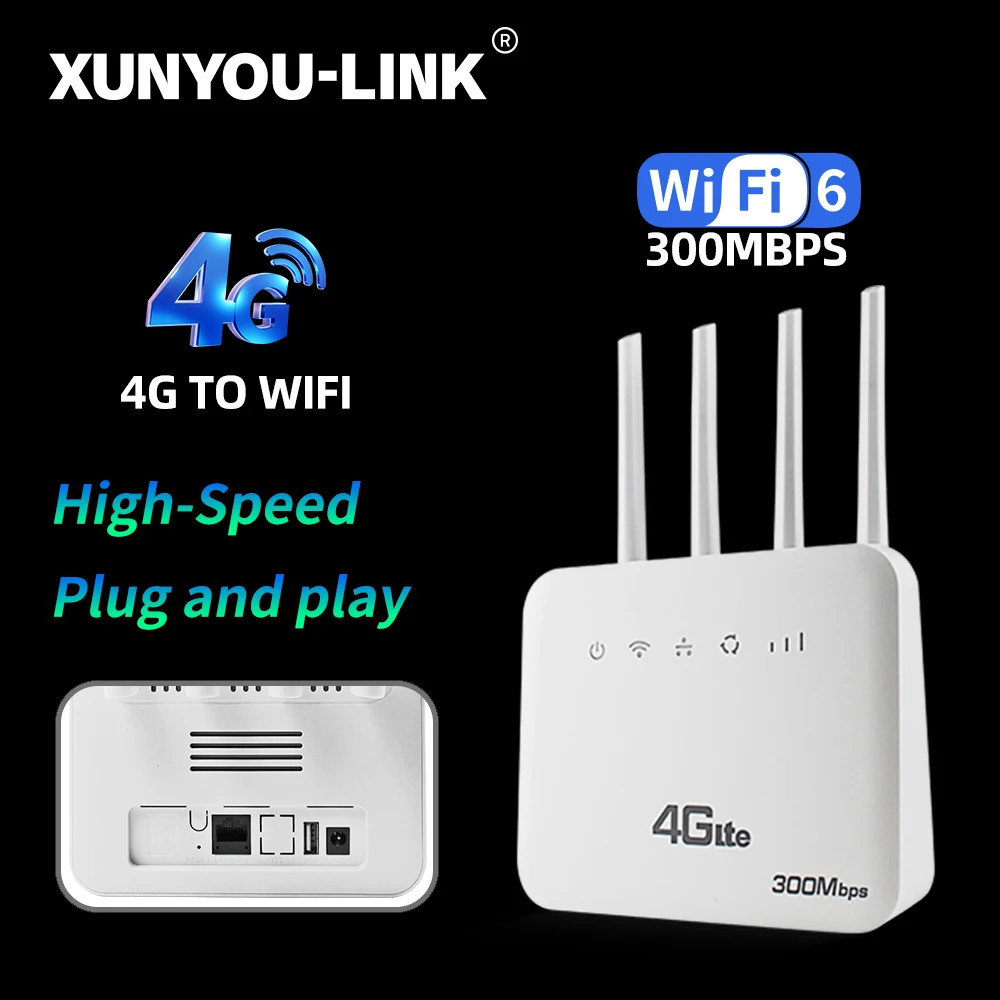 New 4G LTE WiFi Router WiFi 6 300Mbps SIM Modem Wireless WiFi Modem WIFI Router