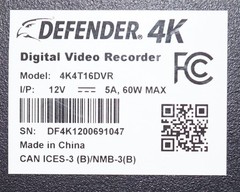 Defender 4k 16 Channel DVR 4TB 4K4T16DVR- NO HDD