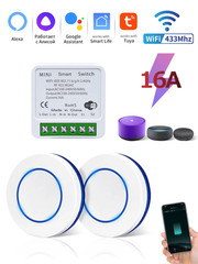 Tuya Wifi Smart Light Switch 16A 433Mhz Wireless Remote Control Relay Controller