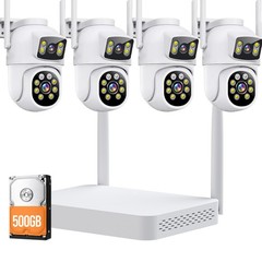 Dual Lens Security Camera 5GHz WiFi Wireless 10CH NVR Outdoor Home Surveillance