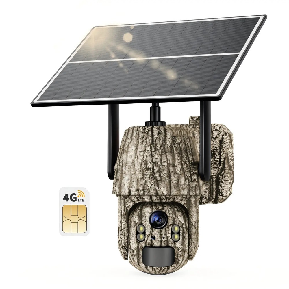 4G LTE Solar Security Camera – 2K 360 ° View, No WiFi/Power Needed, Remote APP,