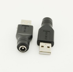 1pc USB 2.0 A Male To 5.5mm x 2.1mm Female 5V DC Power Supply Adapter Connector
