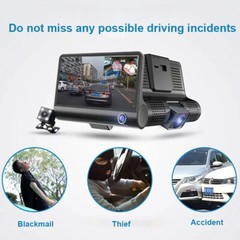 4” 3Lens 1080P Dash Cam Car DVR Front & Rear Camera Night Vision G-sensor