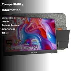 Innoview Portable Monitor 15.6 1080P For Laptop Protective Sleeve Built-In 90